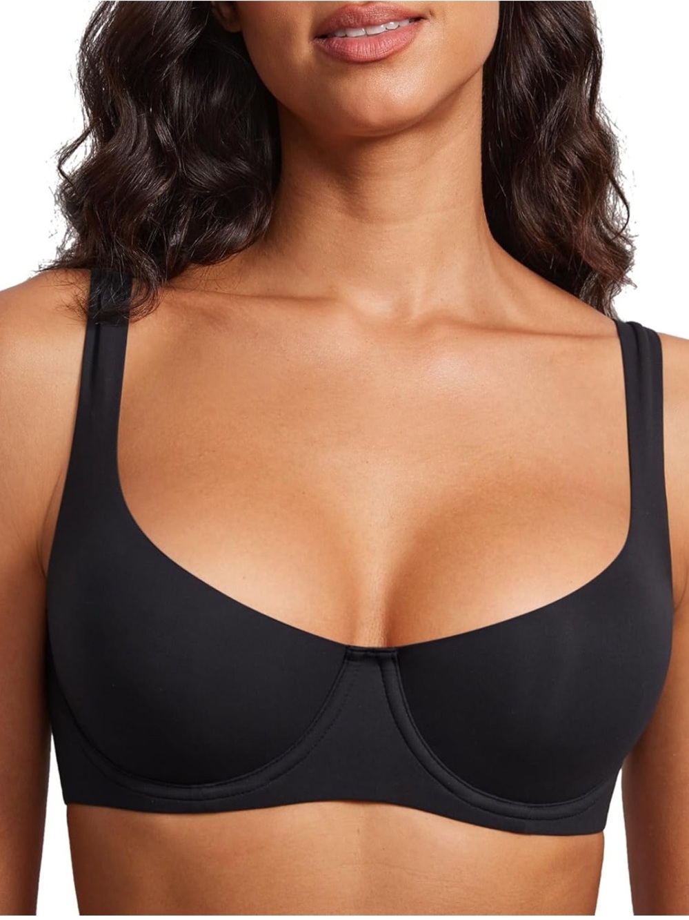 Dobreva Unlined Balconette Women’s Black Underwire Smooth T-Shirt Bra